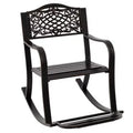 Costway 1/2 PCS Patio Rocking Chair Outdoor Cast Aluminum Rocker with Footrest & Backrest