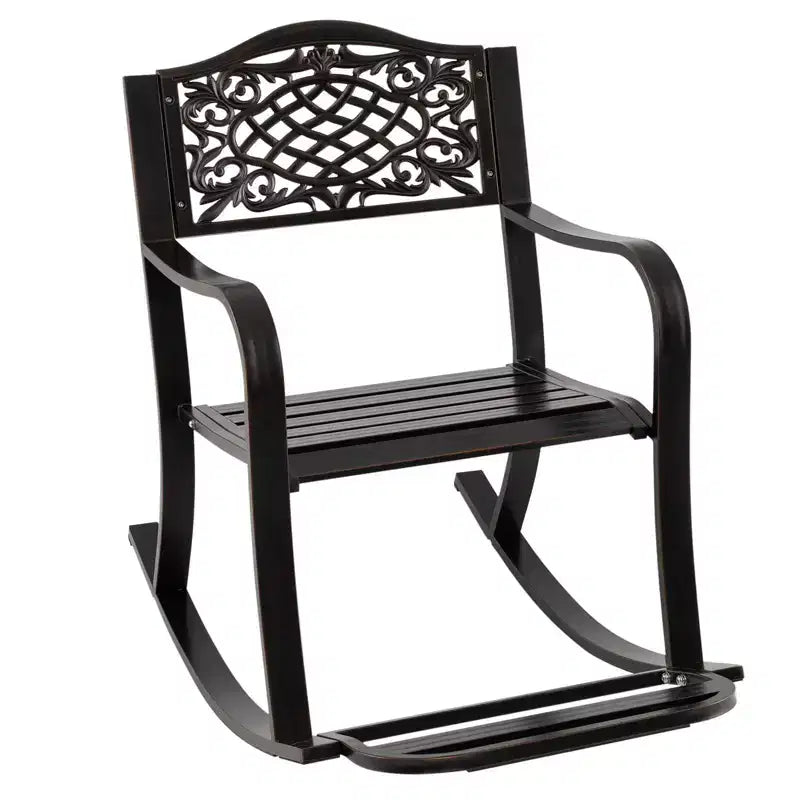 Costway 1/2 PCS Patio Rocking Chair Outdoor Cast Aluminum Rocker with Footrest & Backrest