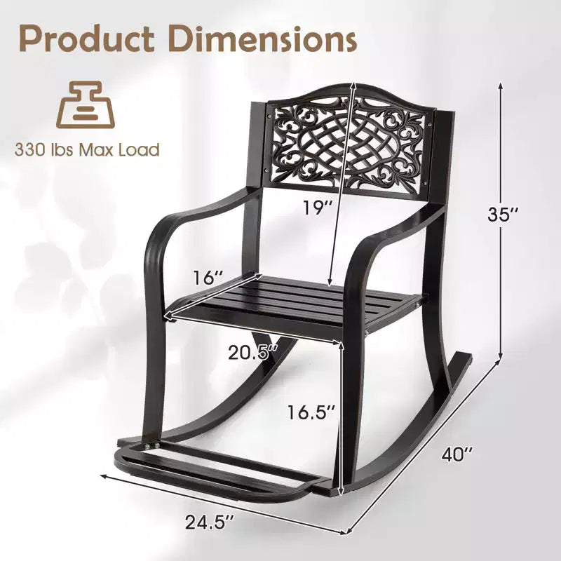 Costway 1/2 Fauteuil à Bascule de Patio Extérieur en Aluminium Moulé avec Repose-pieds et Dossier