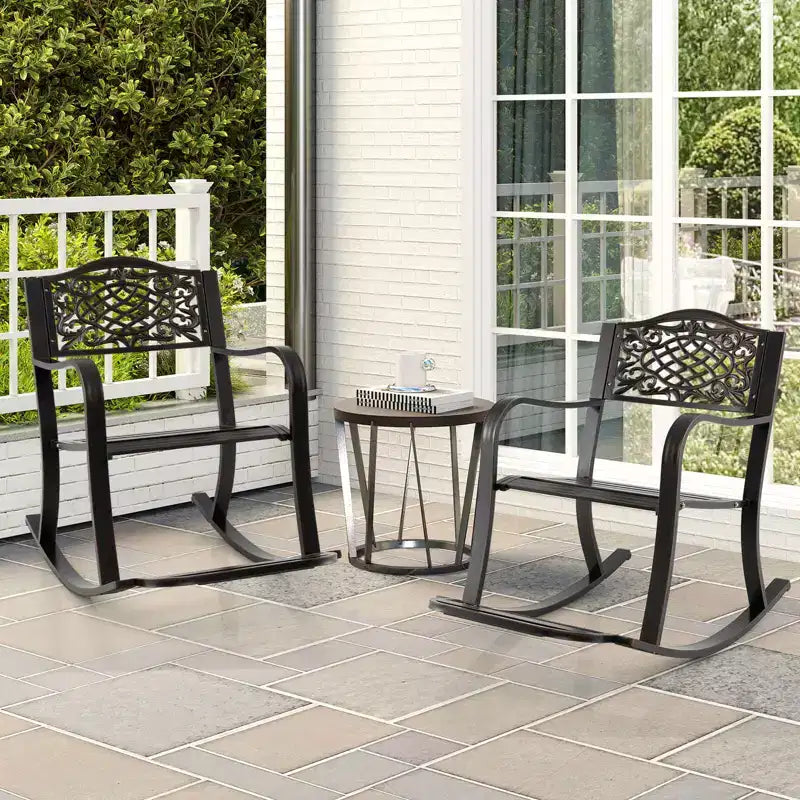 Costway 1/2 Fauteuil à Bascule de Patio Extérieur en Aluminium Moulé avec Repose-pieds et Dossier