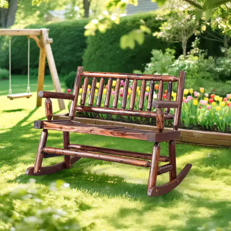 Karl Home | Banc à bascule d'extérieur en bois massif de 112 cm