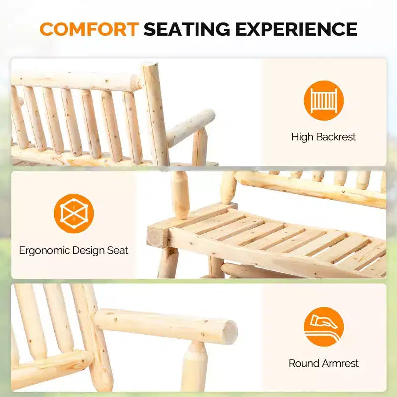 Karl Home | Banc à bascule d'extérieur en bois massif de 112 cm