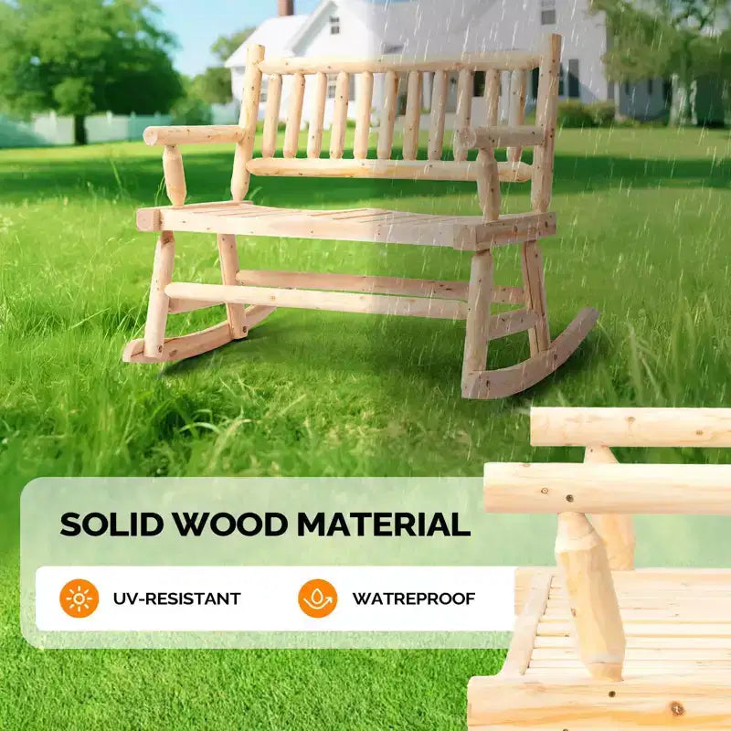 Karl Home | Banc à bascule d'extérieur en bois massif de 112 cm