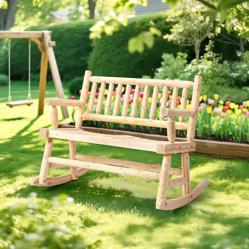 Karl Home | Banc à bascule d'extérieur en bois massif de 112 cm