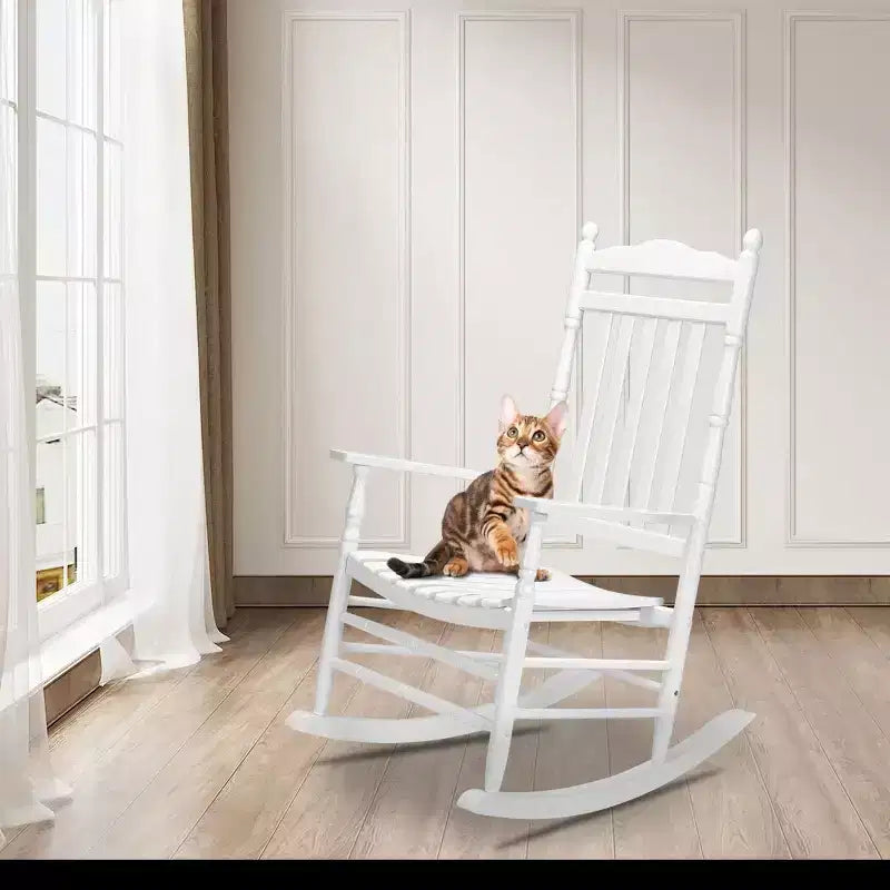Karl Home | Fauteuil à bascule élégant en bois massif pour patio, 27 po