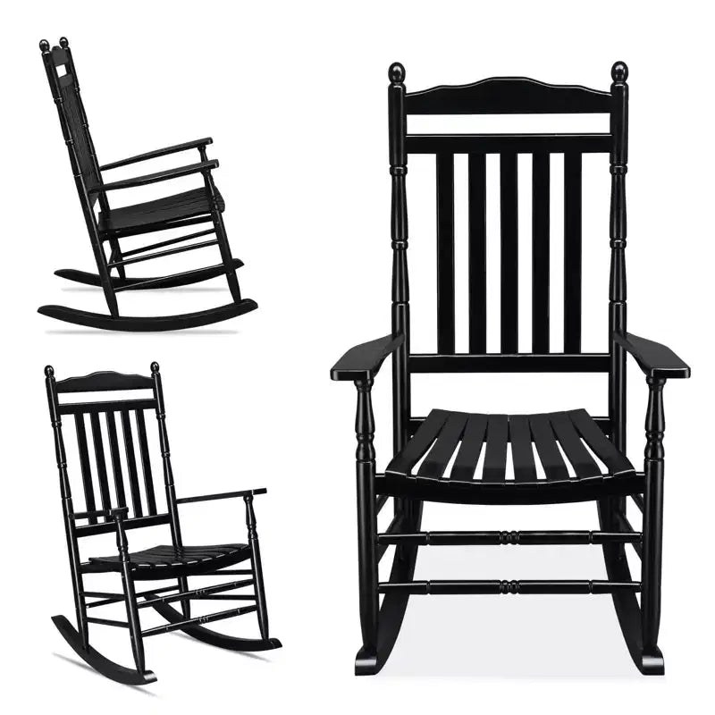 Karl Home | Fauteuil à bascule élégant en bois massif pour patio, 27 po