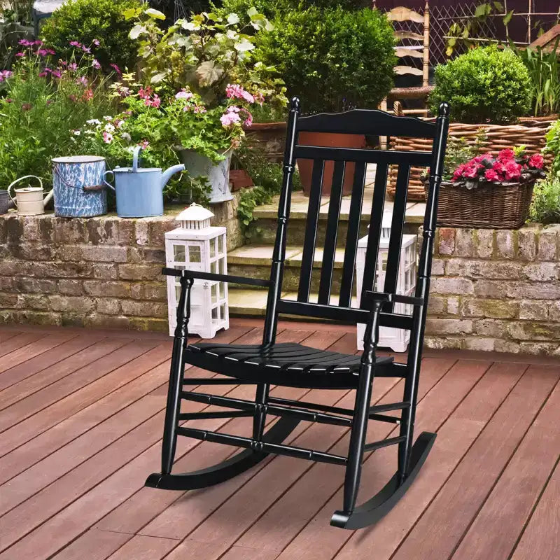 Karl Home | Fauteuil à bascule élégant en bois massif pour patio, 27 po