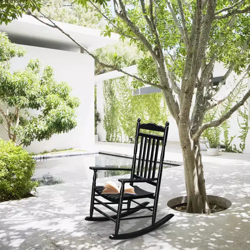 Karl Home | Fauteuil à bascule élégant en bois massif pour patio, 27 po