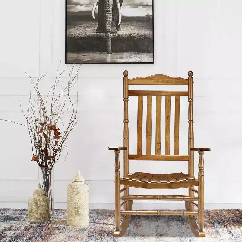 Karl Home | Fauteuil à bascule élégant en bois massif pour patio, 27 po