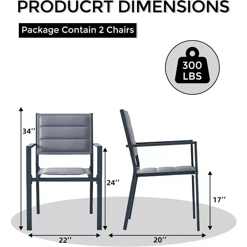 Lot de 2 chaises de terrasse empilables en aluminium COZONY, sièges d'extérieur tout temps avec tissu Textilene pour terrasse, jardin, arrière-cour