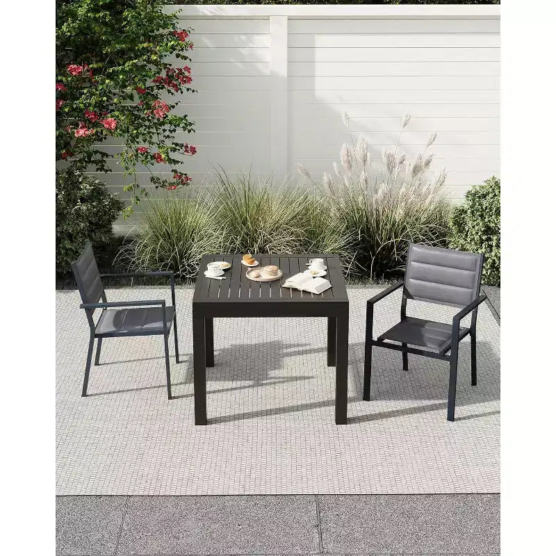 Lot de 2 chaises de terrasse empilables en aluminium COZONY, sièges d'extérieur tout temps avec tissu Textilene pour terrasse, jardin, arrière-cour
