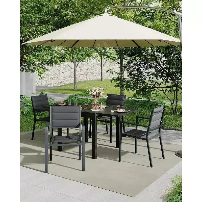 Lot de 2 chaises de terrasse empilables en aluminium COZONY, sièges d'extérieur tout temps avec tissu Textilene pour terrasse, jardin, arrière-cour