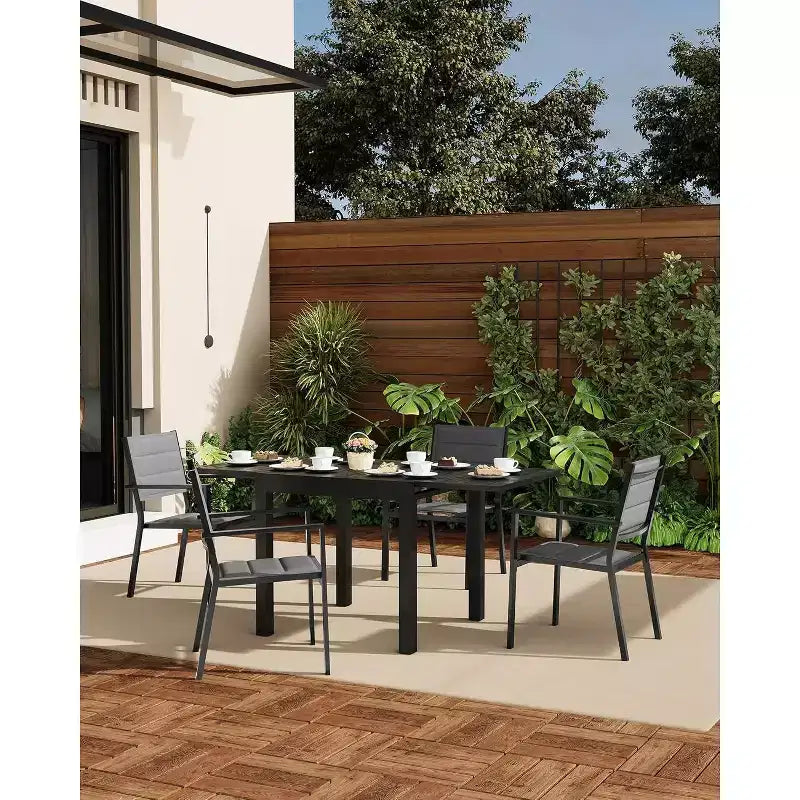 Lot de 2 chaises de terrasse empilables en aluminium COZONY, sièges d'extérieur tout temps avec tissu Textilene pour terrasse, jardin, arrière-cour
