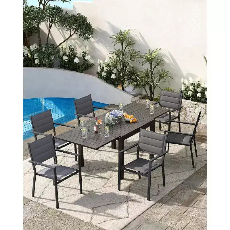 Lot de 2 chaises de terrasse empilables en aluminium COZONY, sièges d'extérieur tout temps avec tissu Textilene pour terrasse, jardin, arrière-cour