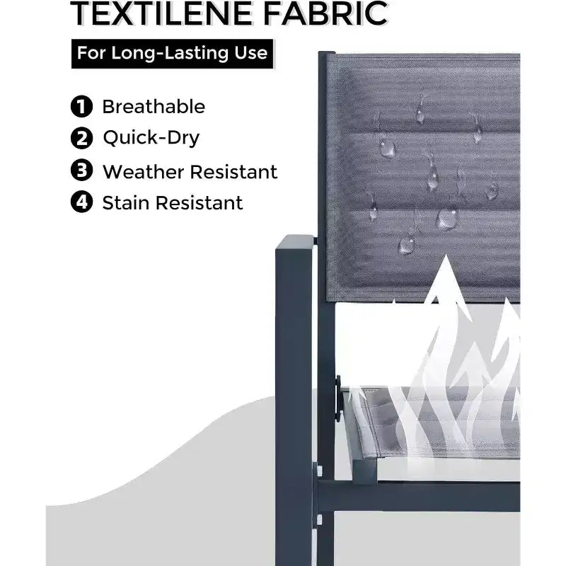 Lot de 2 chaises de terrasse empilables en aluminium COZONY, sièges d'extérieur tout temps avec tissu Textilene pour terrasse, jardin, arrière-cour