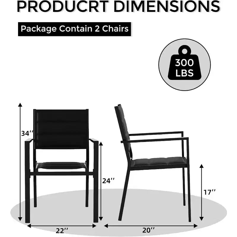 Lot de 2 chaises de terrasse empilables en aluminium COZONY, sièges d'extérieur tout temps avec tissu Textilene pour terrasse, jardin, arrière-cour