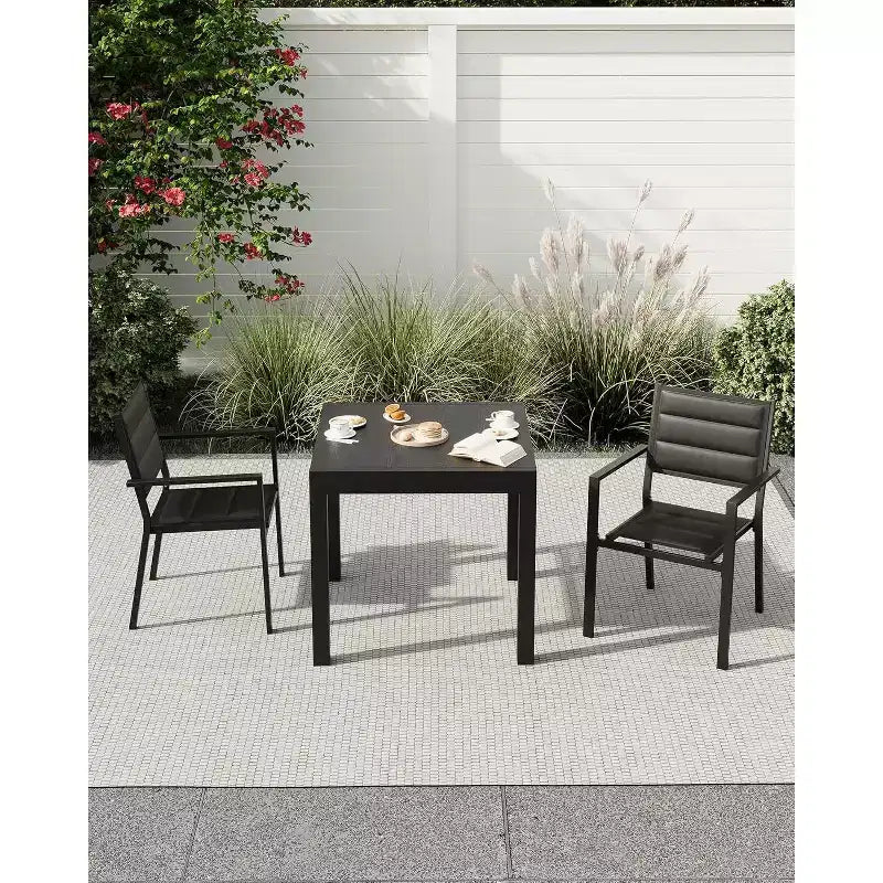 Lot de 2 chaises de terrasse empilables en aluminium COZONY, sièges d'extérieur tout temps avec tissu Textilene pour terrasse, jardin, arrière-cour