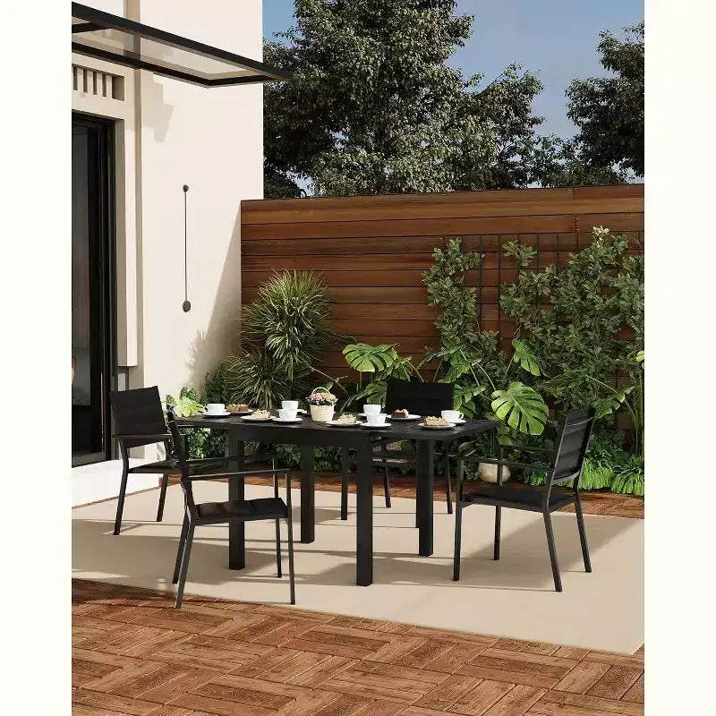 Lot de 2 chaises de terrasse empilables en aluminium COZONY, sièges d'extérieur tout temps avec tissu Textilene pour terrasse, jardin, arrière-cour