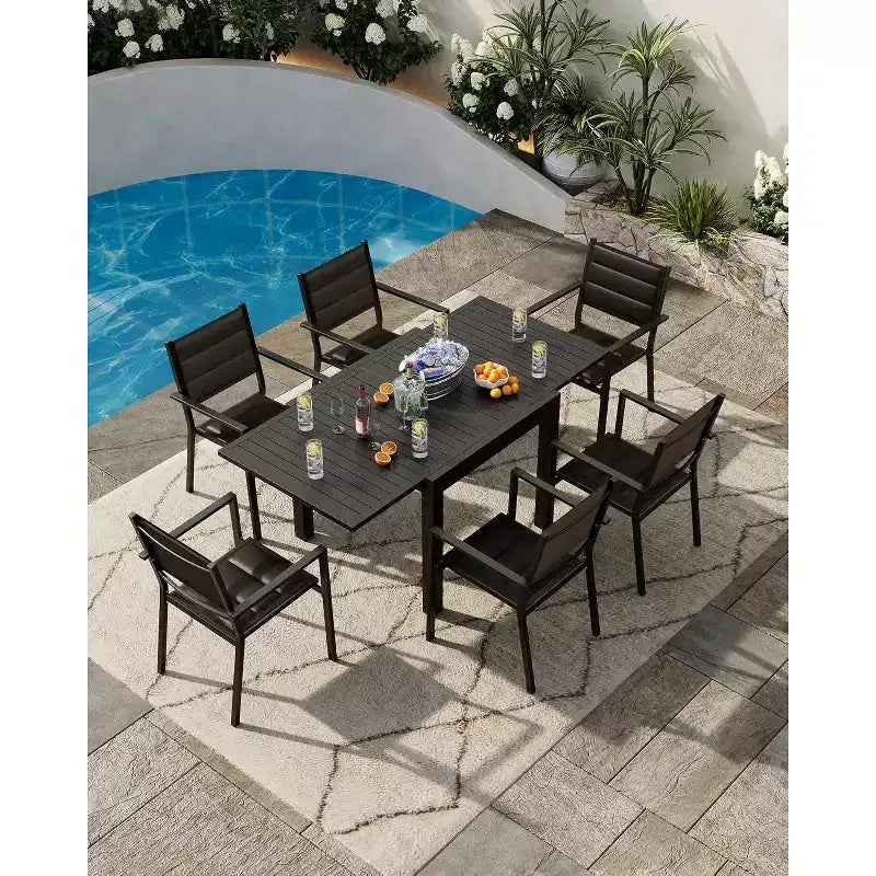 Lot de 2 chaises de terrasse empilables en aluminium COZONY, sièges d'extérieur tout temps avec tissu Textilene pour terrasse, jardin, arrière-cour