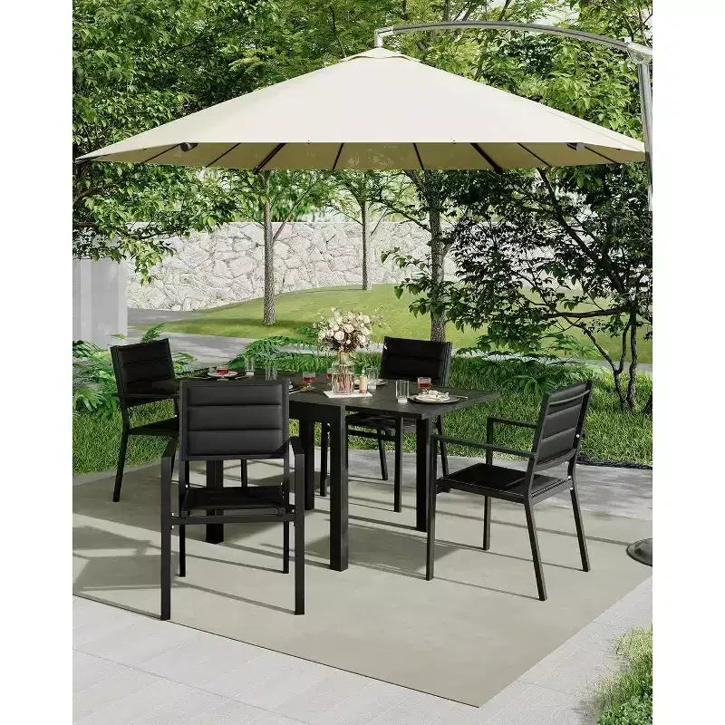 Lot de 2 chaises de terrasse empilables en aluminium COZONY, sièges d'extérieur tout temps avec tissu Textilene pour terrasse, jardin, arrière-cour