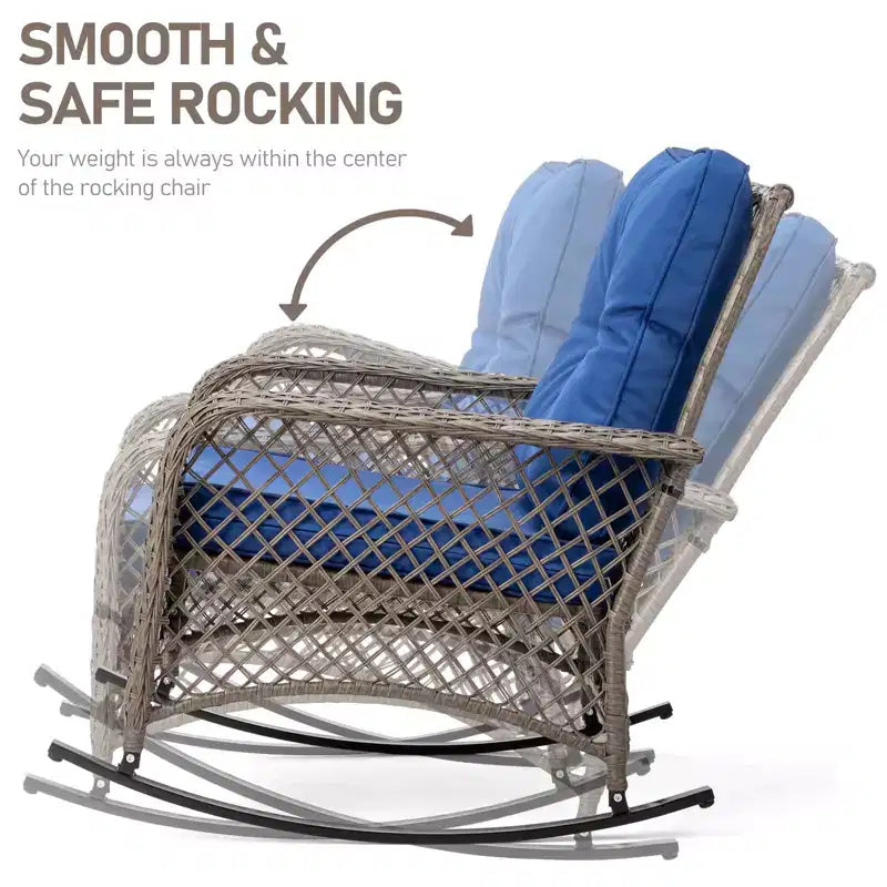 Karl Home | Fauteuil à bascule extérieur en rotin avec coussin