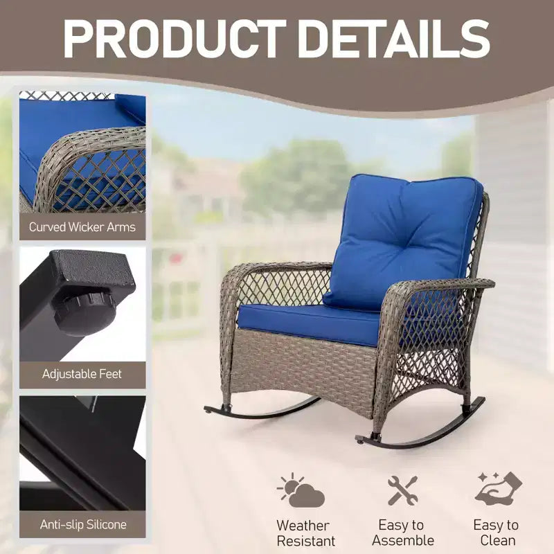 Karl Home | Fauteuil à bascule extérieur en rotin avec coussin