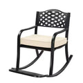 Karl Home | Black Iron Rocking Chair with Mesh Backrest and Off-White Cushion
