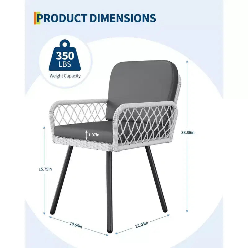 Ensemble de salle à manger d'extérieur TROPOW, table en métal noir 150x90cm avec plateau en verre trempé et 6 chaises en osier, ensemble table et chaises de patio avec coussins gris