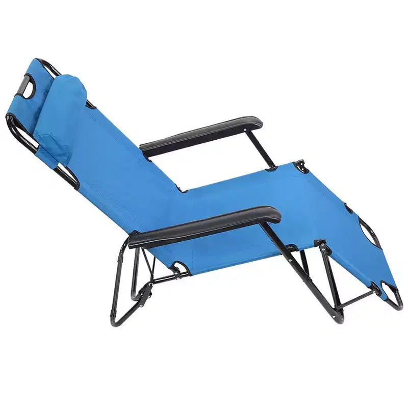 Chaise longue pliante haut de gamme - Bains de soleil de luxe 8 positions réglable avec appui-tête rembourré, léger et portable