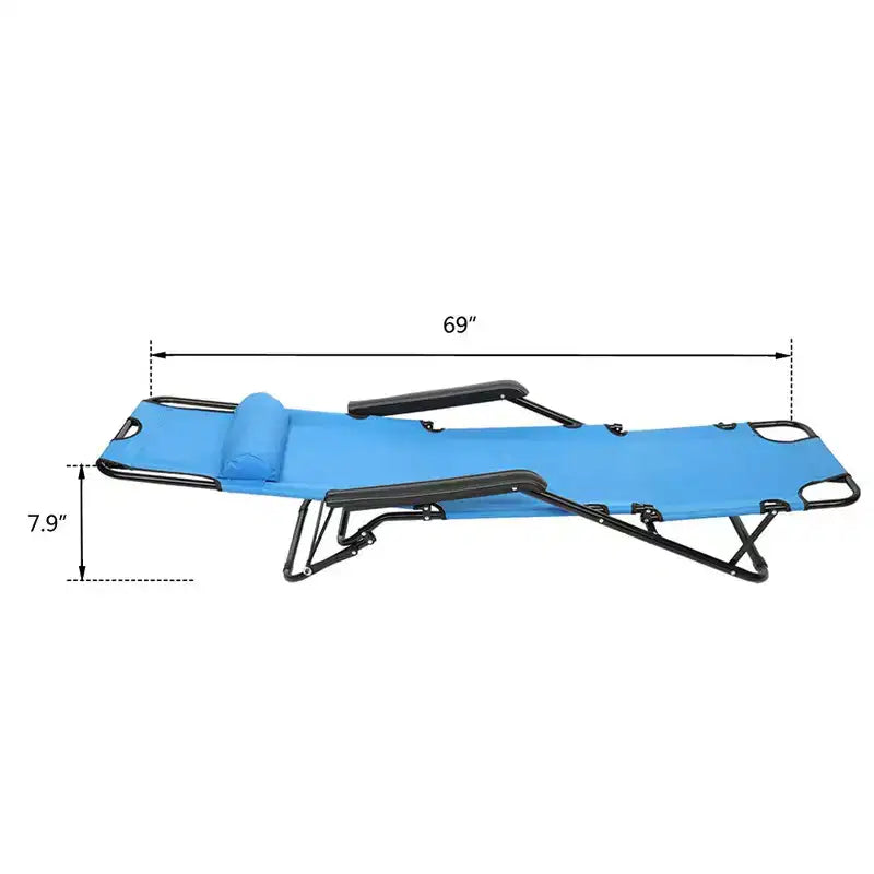 Chaise longue pliante haut de gamme - Bains de soleil de luxe 8 positions réglable avec appui-tête rembourré, léger et portable