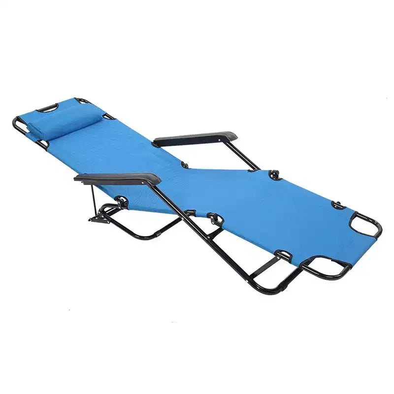Chaise longue pliante haut de gamme - Bains de soleil de luxe 8 positions réglable avec appui-tête rembourré, léger et portable