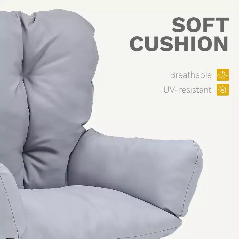 Fauteuil à bascule d'extérieur en osier en forme d'œuf avec coussins, capacité de 113 kg