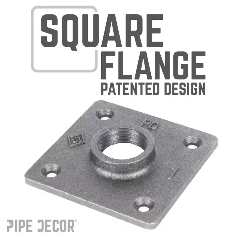 Pipe Decor Pieds de table à bride carrée 2,54 cm x 76,2 cm - Lot de 4