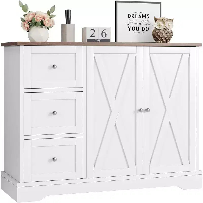 COZONY Sideboard Buffet Cabinet with Storage, Kitchen Cabinet with Drawers and Doors, Multi-Functional Coffee Bar Cabinet for Living Room Dining Room