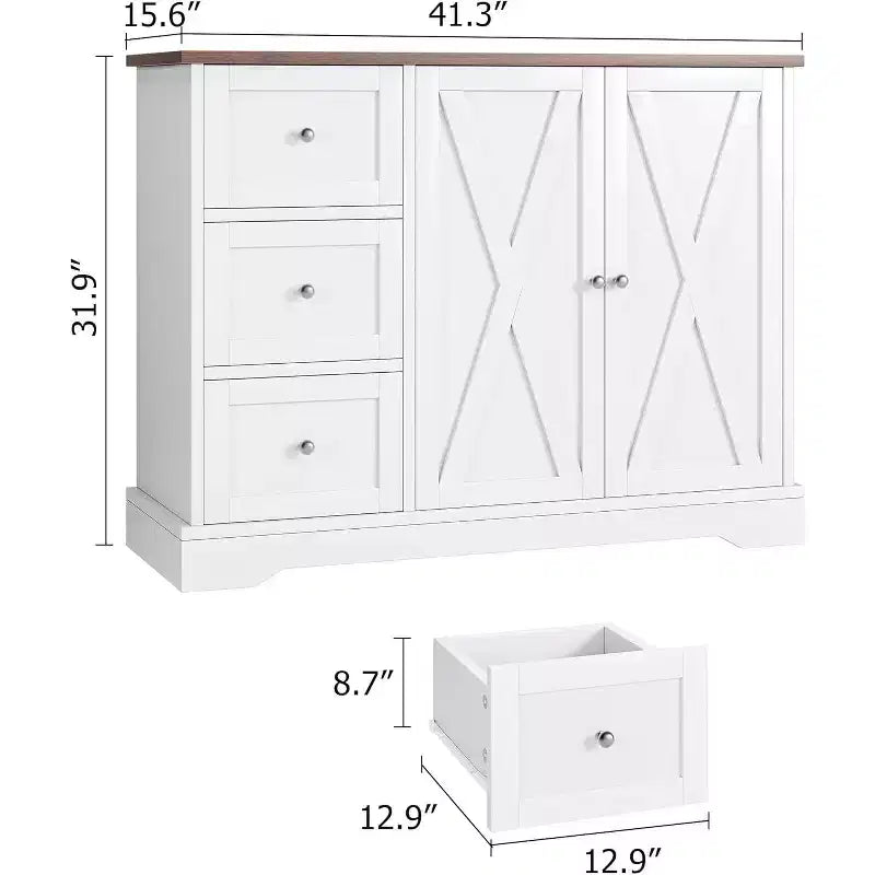 COZONY Buffet avec rangement, Meuble de cuisine avec tiroirs et portes, Meuble de bar à café multifonctionnel pour salon et salle à manger