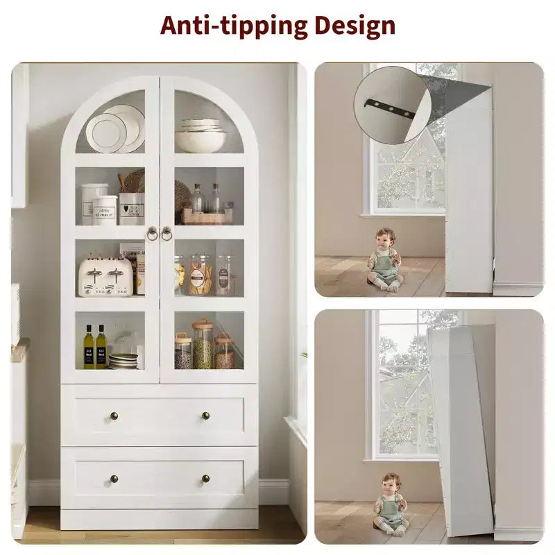 Garde-manger de cuisine voûté de 72 pouces, armoire de rangement de style ferme