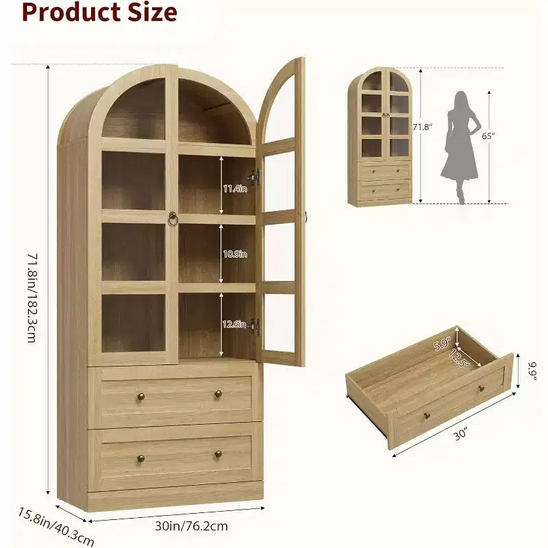 Garde-manger de cuisine voûté de 72 pouces, armoire de rangement de style ferme