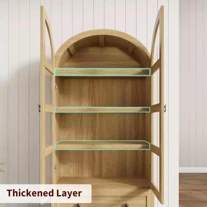 Garde-manger de cuisine voûté de 72 pouces, armoire de rangement de style ferme
