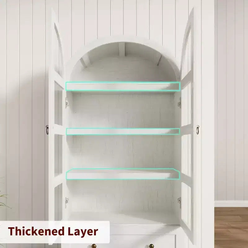 Garde-manger de cuisine voûté de 72 pouces, armoire de rangement de style ferme