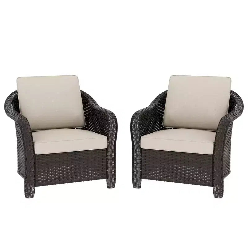 UPTIOT 2-person Outdoor Rattan Armchairs With Cushions