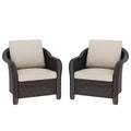UPTIOT 2-person Outdoor Rattan Armchairs With Cushions