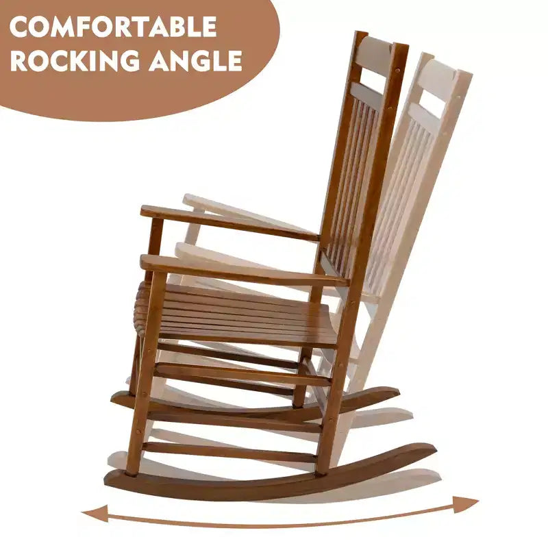 Ensemble de fauteuils à bascule Kozyard à dossier haut et lattes – Bascules en bois massif pour véranda, intérieur ou extérieur