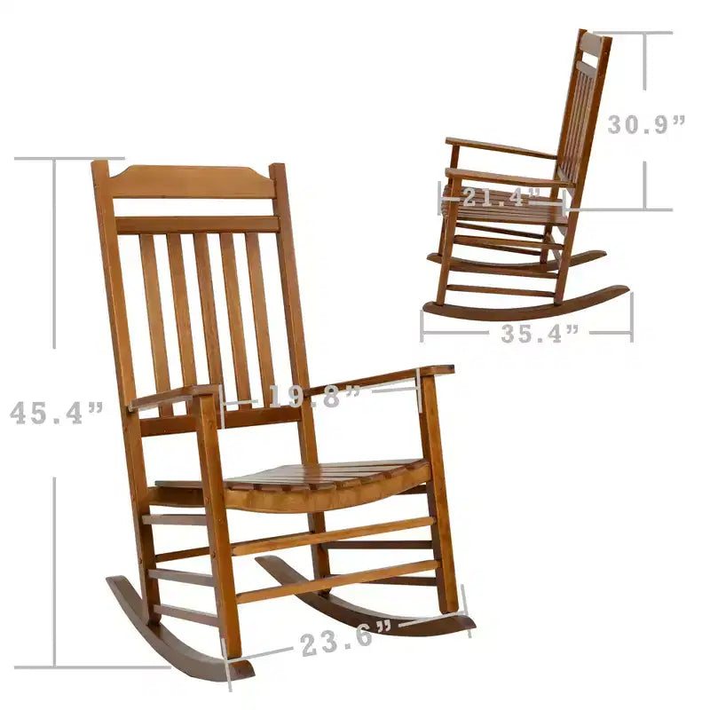 Ensemble de fauteuils à bascule Kozyard à dossier haut et lattes – Bascules en bois massif pour véranda, intérieur ou extérieur