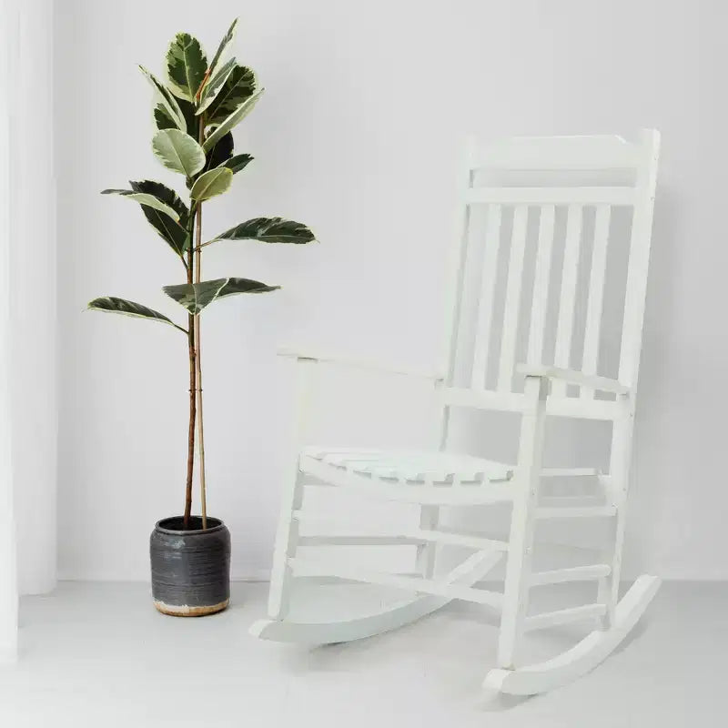 Ensemble de fauteuils à bascule Kozyard à dossier haut et lattes – Bascules en bois massif pour véranda, intérieur ou extérieur