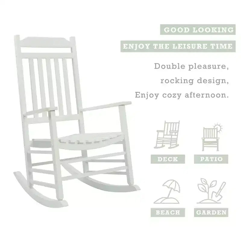 Ensemble de fauteuils à bascule Kozyard à dossier haut et lattes – Bascules en bois massif pour véranda, intérieur ou extérieur