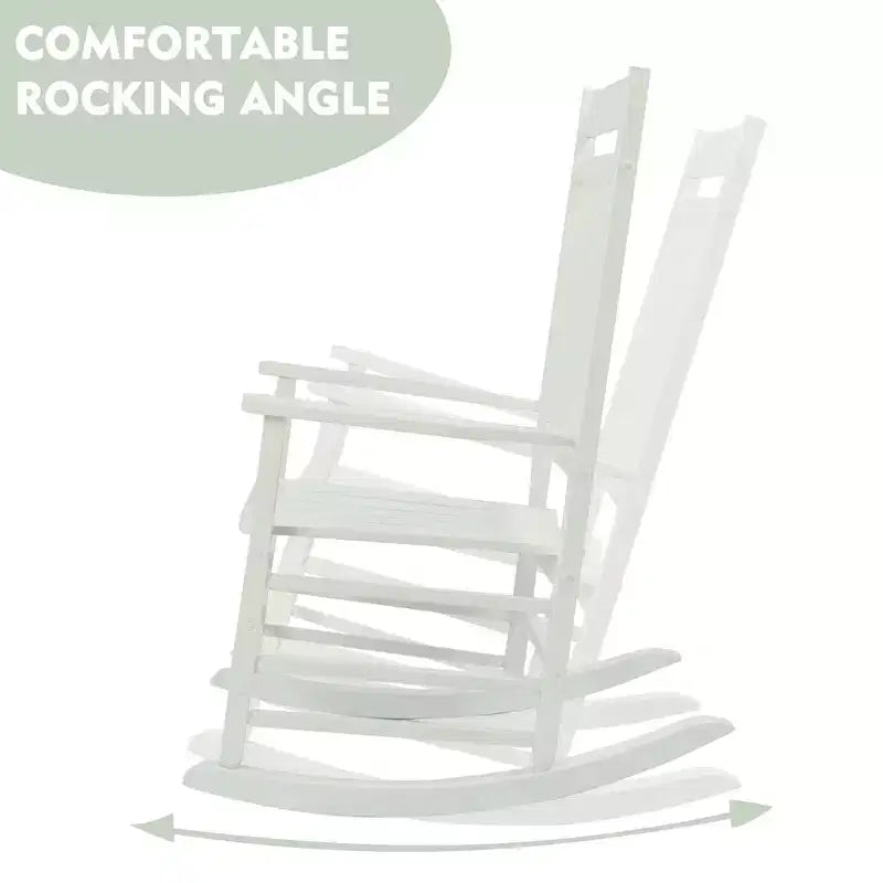 Ensemble de fauteuils à bascule Kozyard à dossier haut et lattes – Bascules en bois massif pour véranda, intérieur ou extérieur