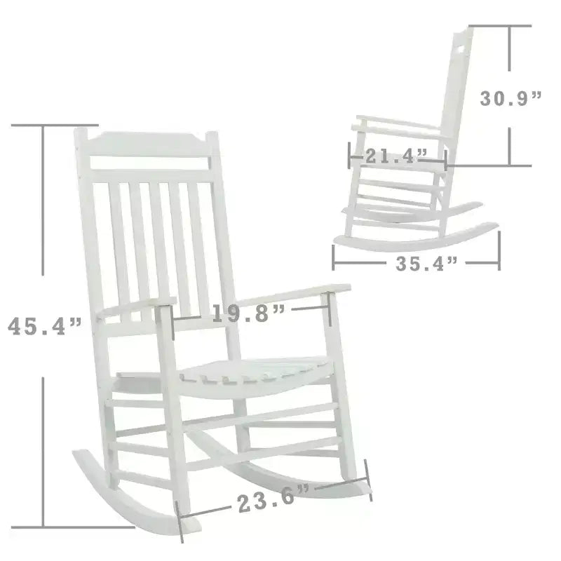 Ensemble de fauteuils à bascule Kozyard à dossier haut et lattes – Bascules en bois massif pour véranda, intérieur ou extérieur