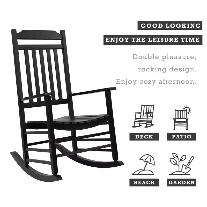 Ensemble de fauteuils à bascule Kozyard à dossier haut et lattes – Bascules en bois massif pour véranda, intérieur ou extérieur