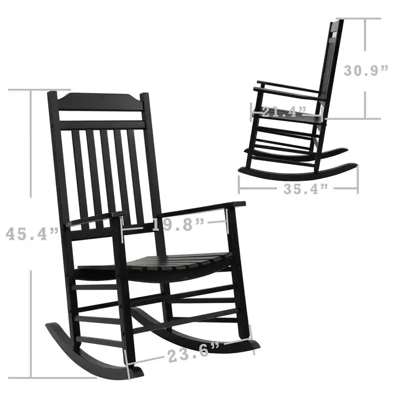 Ensemble de fauteuils à bascule Kozyard à dossier haut et lattes – Bascules en bois massif pour véranda, intérieur ou extérieur