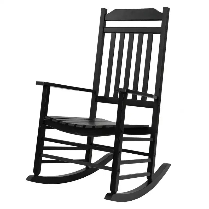 Kozyard High-Back Slat Rocking Chair Set  Solid Wood Rockers for Porch, Indoor, or Outdoor Use